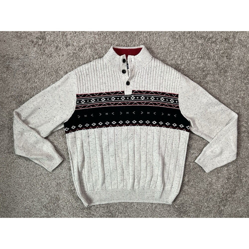 Chaps Fair Isle Mock Neck Knit Sweater Adult Large Pullover Casual